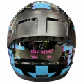 LS2 RAPID PLAYER SİYAH-MAVİ KASK (GÖKKUŞAĞI CAM+ŞEFFAF CAM+SPOILER)