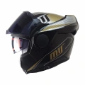 MTS 969 ÇENE AÇILIR MODÜLER KASK ORBİT P.SİYAH-GOLD (SİYAH CAMLI+GÜNEŞ VİZÖRLÜ)