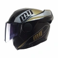 MTS 969 ÇENE AÇILIR MODÜLER KASK ORBİT P.SİYAH-GOLD (SİYAH CAMLI+GÜNEŞ VİZÖRLÜ)