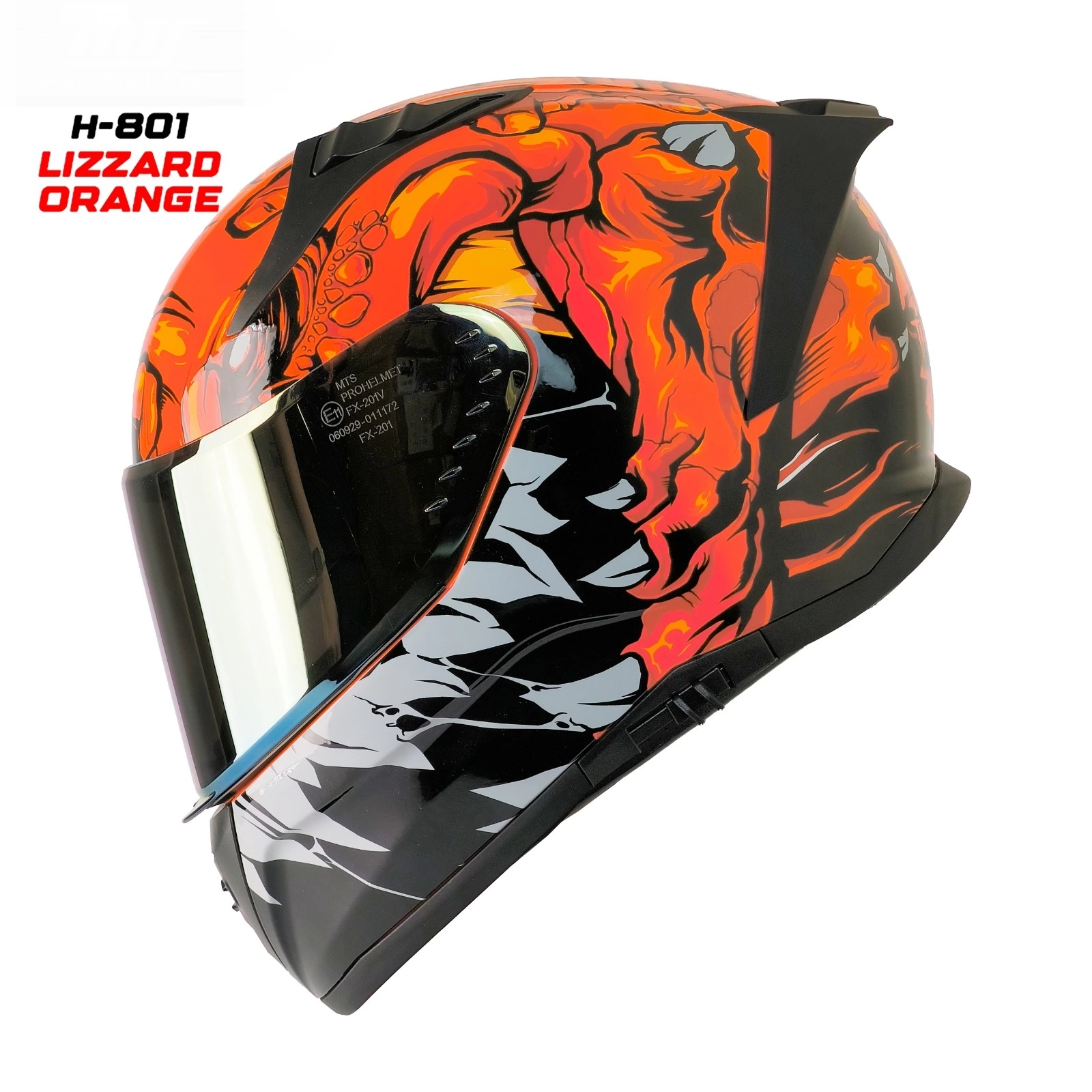 MTS M-201 LİZZARD ORANGE GÜNEŞ VİZÖRLÜ KASK (SARI CAMLI)
