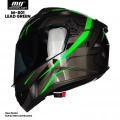 MTS M-801-SNAKE LEAD GREEN GÜNEŞ VİZÖRLÜ KASK (SİYAH CAMLI)