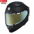 SCOYCO FF-871 YAKSHA MAT SİYAH-GOLD GÜNEŞ VİZÖRLÜ KAPALI KASK (GOLD CAMLI)