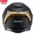 SCOYCO FF-871 YAKSHA MAT SİYAH-GOLD GÜNEŞ VİZÖRLÜ KAPALI KASK (GOLD CAMLI)