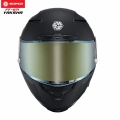 SCOYCO FF-871 YAKSHA MAT SİYAH-GOLD GÜNEŞ VİZÖRLÜ KAPALI KASK (GOLD CAMLI)