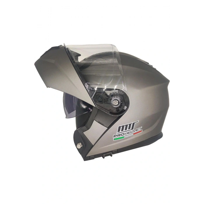 Prohelmet Mat Gri Çene Açılır Motosiklet Kask