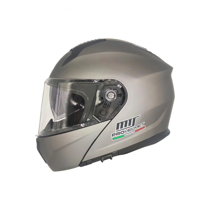 Prohelmet Mat Gri Çene Açılır Motosiklet Kask