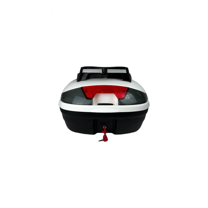 Motosiklet Çantası Arka Motosiklet Bagajı Kargo Taşıma Aparatlı Sırt Dayamalı CV46 Beyaz