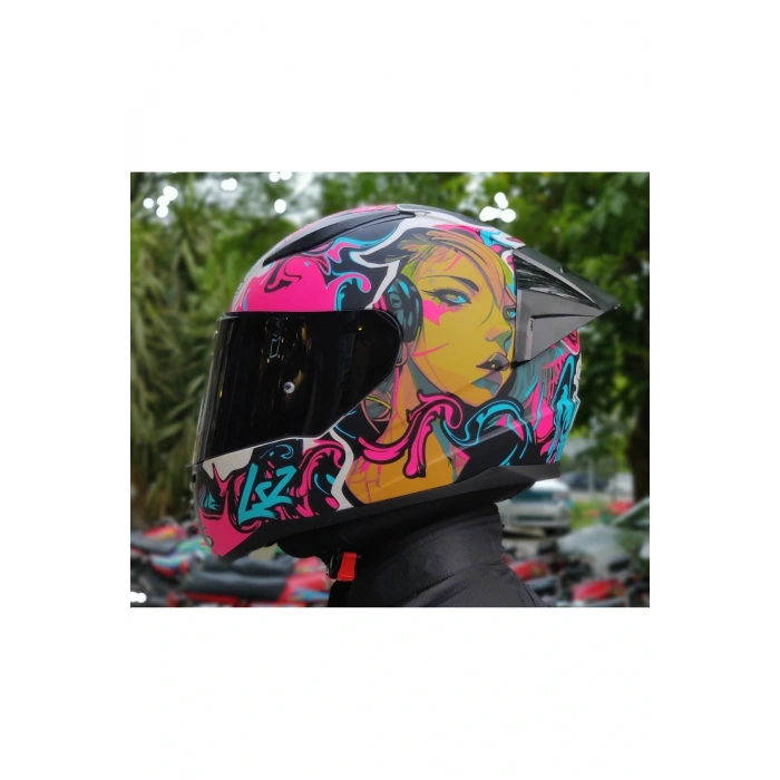 Rapıd 2 Race Cyberg Mat Mor Fullface Motosiklet Kaskı Siyah Camlı