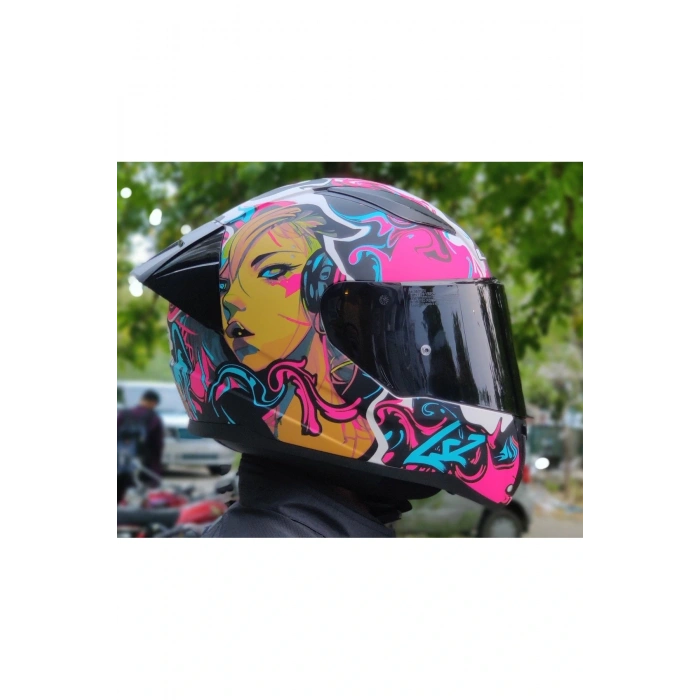 Rapıd 2 Race Cyberg Mat Mor Fullface Motosiklet Kaskı Siyah Camlı