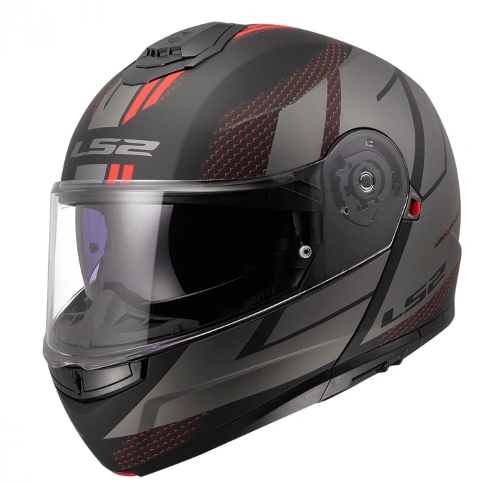 LS2 STROBE 2 CODE MAT SİYAH-GRİ ÇENE AÇILIR KASK