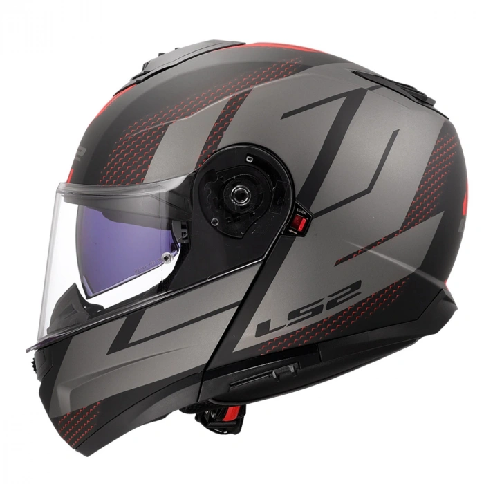 LS2 STROBE 2 CODE MAT SİYAH-GRİ ÇENE AÇILIR KASK