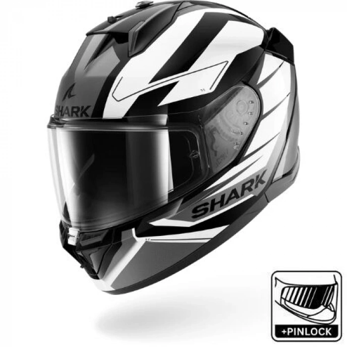 SHARK D-SKWAL 3 SIZLAR GRİ-SİYAH-BEYAZ KAPALI KASK (PINLOCK HEDİYELİDİR)