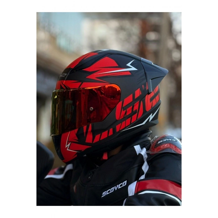 RAPID 2 RACE CROMO MAT SİYAH-KIRMIZI KASK (1 Renkli + 1 Şeffaf Vizörlü)