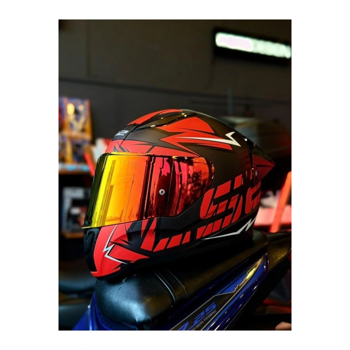 RAPID 2 RACE CROMO MAT SİYAH-KIRMIZI KASK (1 Renkli + 1 Şeffaf Vizörlü)