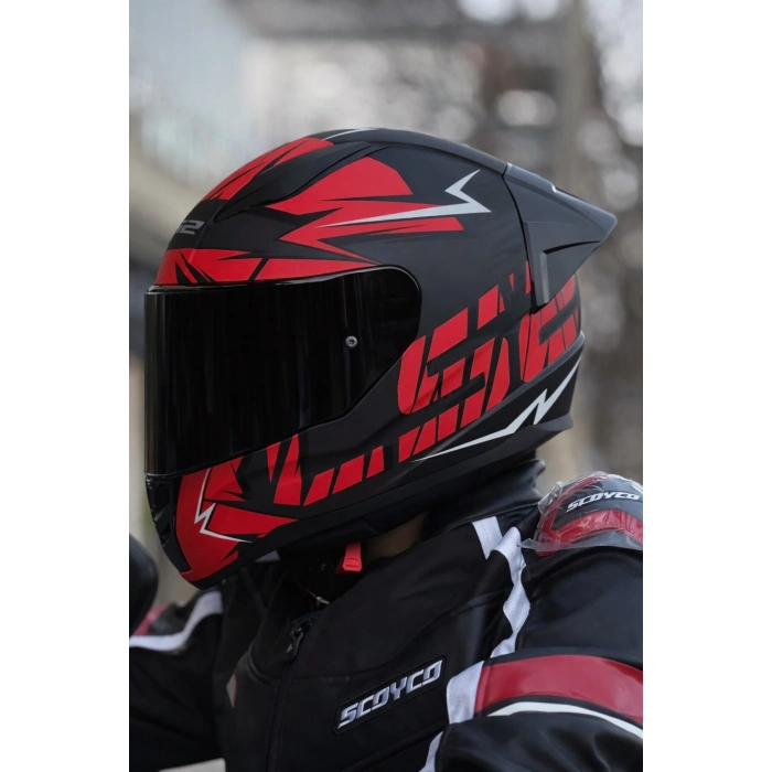 RAPID 2 CROMO MAT SİYAH-KIRMIZI KASK (1 Renkli + 1 Şeffaf Vizörlü)