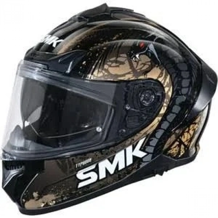SMK TYPHOON REPTİLE SİYAH-GOLD DRAGON KAPALI KASK (GÜNEŞ VİZÖRLÜ)