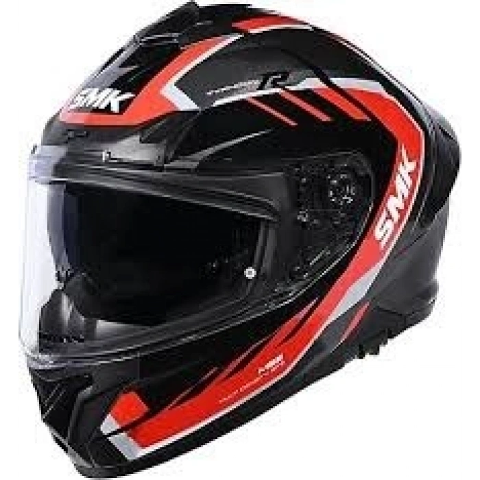 SMK TYPHOON AEROT SİYAH-KIRMIZI KAPALI KASK (GÜNEŞ VİZÖRLÜ)