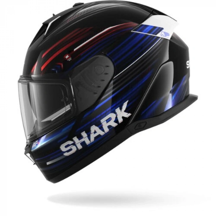 SHARK SKWAL İ3 LIGHT-BLUR SİYAH-KIRMIZI-MAVİ KAPALI KASK (LEDLİ MODEL)
