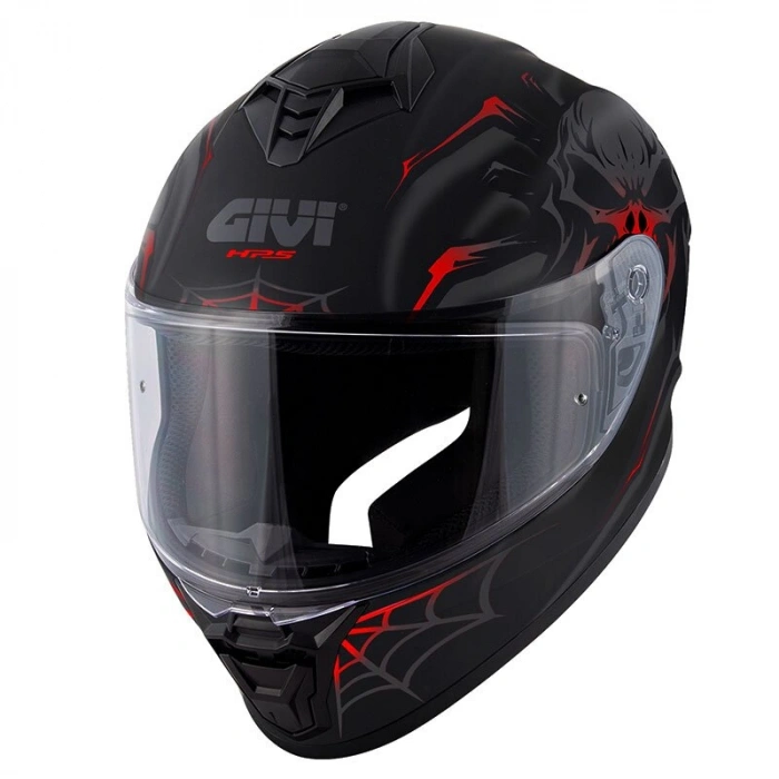 GIVI 50.X ARACHNO MAT SİYAH-KIRMIZI KAPALI KASK (SİYAH CAM+ŞEFFAF CAM)