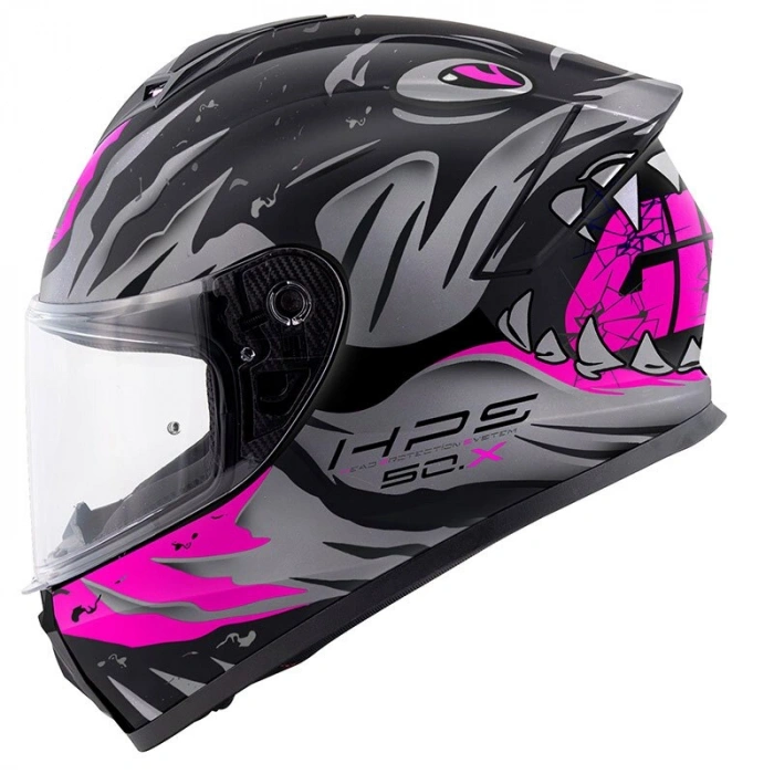 GIVI 50.X SHARKBITE MAT SİYAH-GRİ-PEMBE KASK (SİYAH+ŞEFFAF CAMLI)
