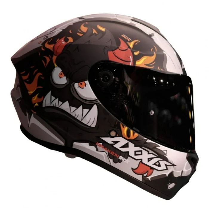 AXXIS DRAKEN BAKER SİYAH-GRİ-KIRMIZI FULLFACE KASK (SİYAH+ŞEFFAF CAMLI)