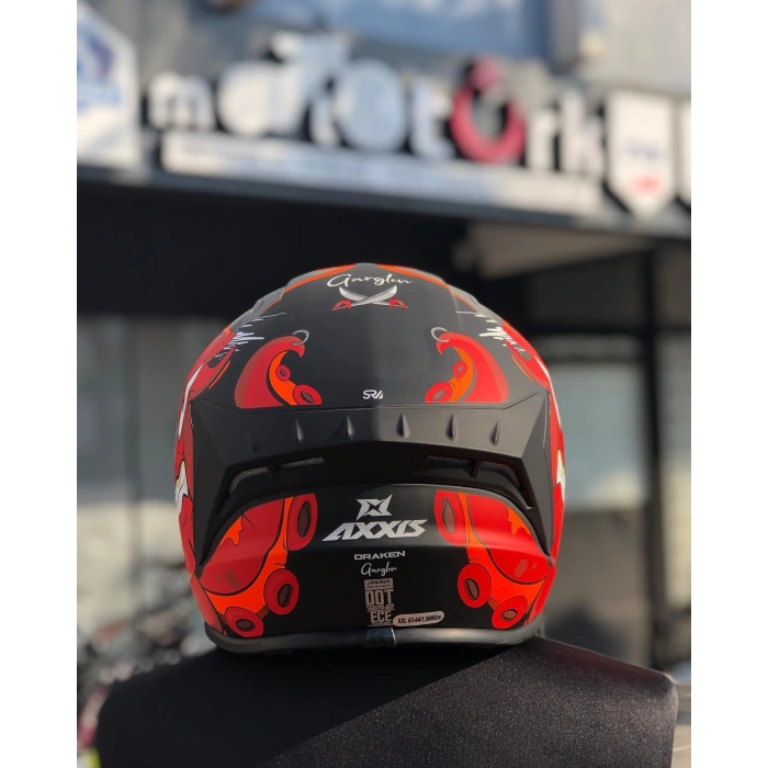 AXXIS DRAKEN GARGLEN MAT SİYAH-KIRMIZI FULLFACE KASK