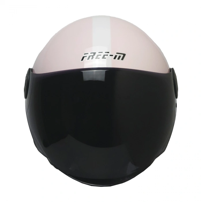 FR-612 BELLA YARIM KASK PEMBE-SİYAH-BEYAZ (SİYAH CAMLI+GÜNEŞ VİZÖRLÜ)