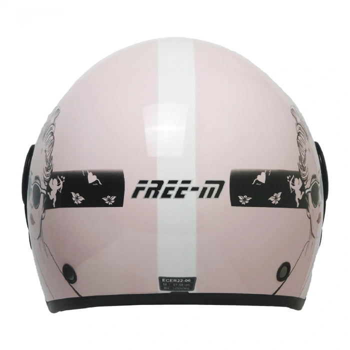 FR-612 BELLA YARIM KASK PEMBE-SİYAH-BEYAZ (SİYAH CAMLI+GÜNEŞ VİZÖRLÜ)