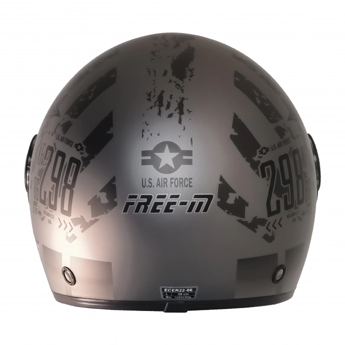 FR-612 REBO YARIM KASK MAT SİYAH-GRİ (GÜNEŞ VİZÖRLÜ)