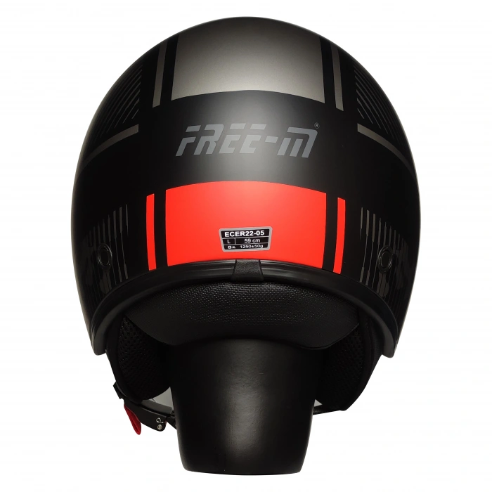 FR-612 UNIVER YARIM KASK MAT SİYAH-GRİ-KIRMIZI (GÜNEŞ VİZÖRLÜ)