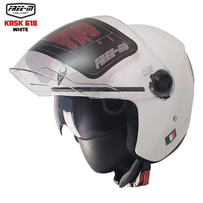 FREE-M 618 YARIM KASK BEYAZ(GÜNEŞ VİZÖRLÜ)