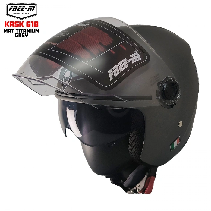 FREE-M 618 YARIM KASK MAT TİTANYUM(GÜNEŞ VİZÖRLÜ)