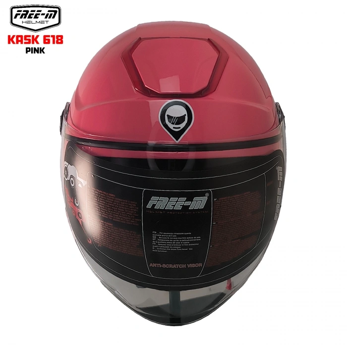 FREE-M 618 YARIM KASK PEMBE(GÜNEŞ VİZÖRLÜ)