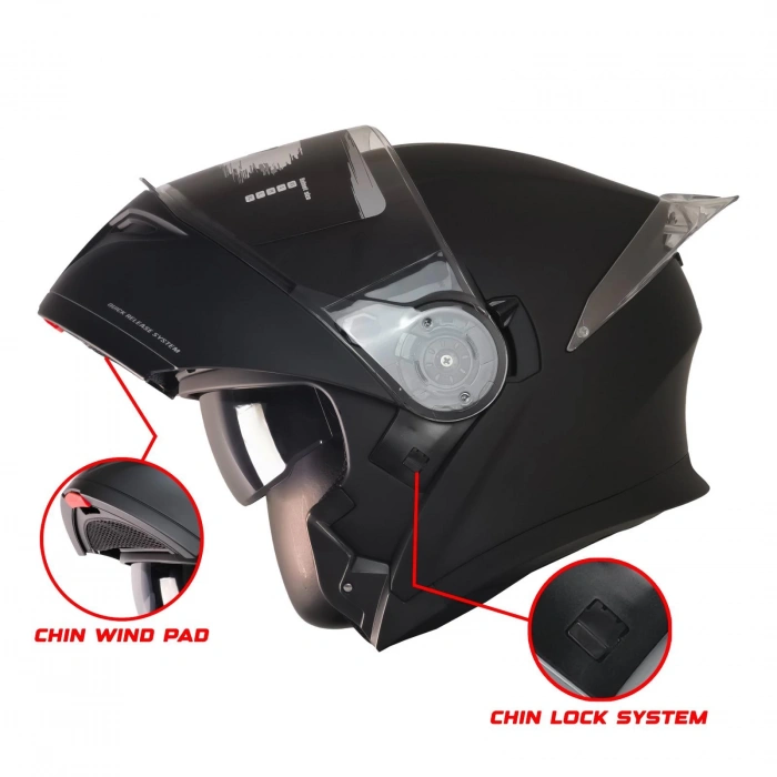 FREE-M 965 MAT SİYAH ÇENE AÇILIR KASK