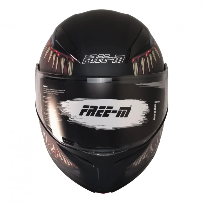 FREE-M 965 SWAMP MAT SİYAH-KIRMIZI ÇENE AÇILIR KASK