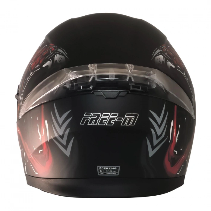 FREE-M 965 SWAMP MAT SİYAH-KIRMIZI ÇENE AÇILIR KASK