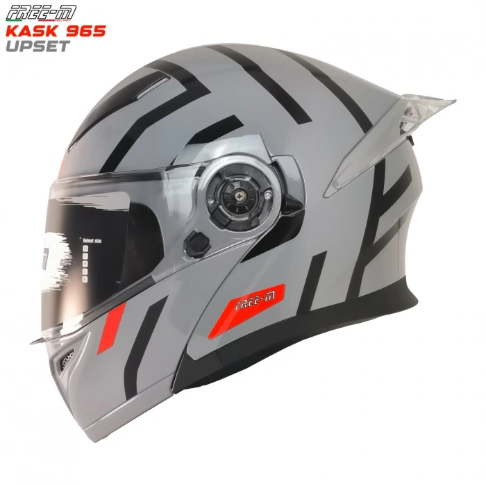 FREE-M 965 UPSET NARDO GRİ-SİYAH ÇENE AÇILIR KASK