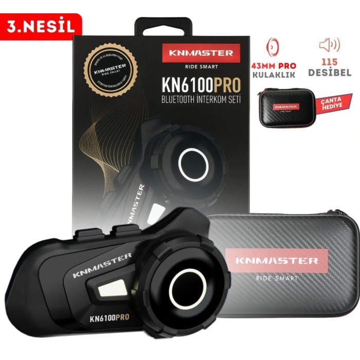 Knmaster KN6100 PRO Motosiklet Kask İnterkom Bluetooth Intercom Kulaklık Seti