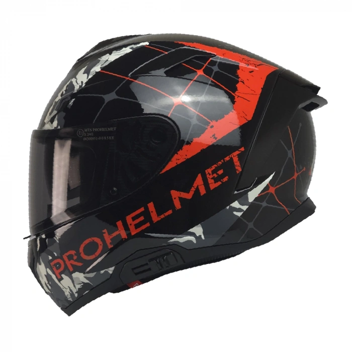 KUZEYMOTOR MTS X340 CLAY FULLFACE KASK P.SİYAH-KIRMIZI (SİYAH CAMLI)