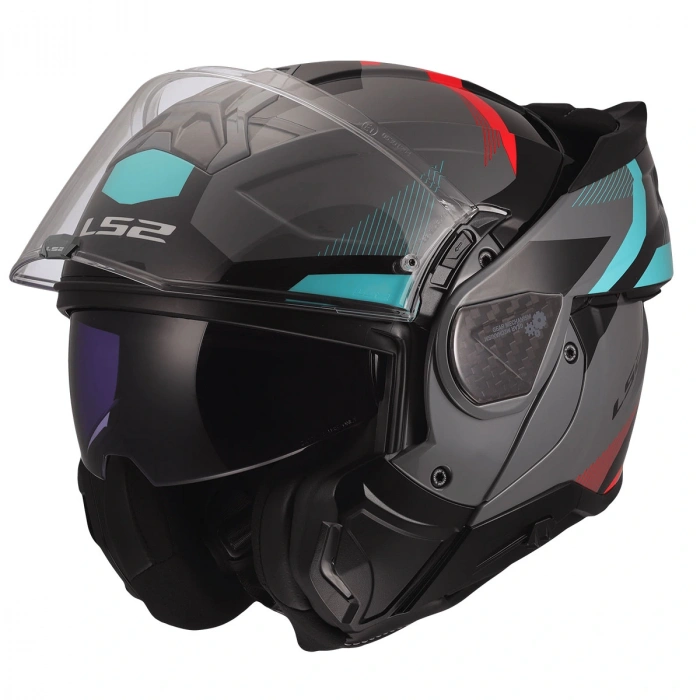 LS2 ADVANT 2 TRIPLE GRİ-KIRMIZI-SİYAH-TURKUAZ KASK