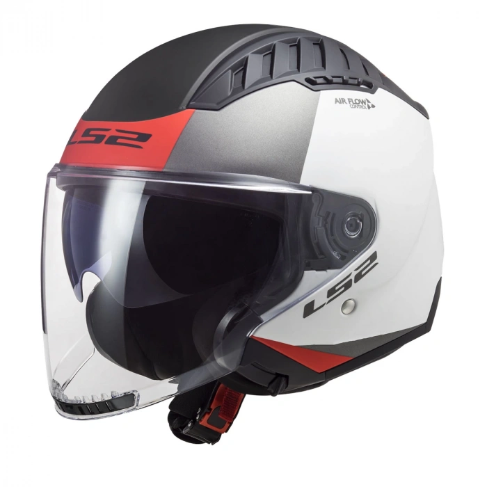 LS2 COOPTER 2 URBANE MAT BEYAZ-KIRMIZI KASK(GÜNEŞ VİZÖRLÜ)