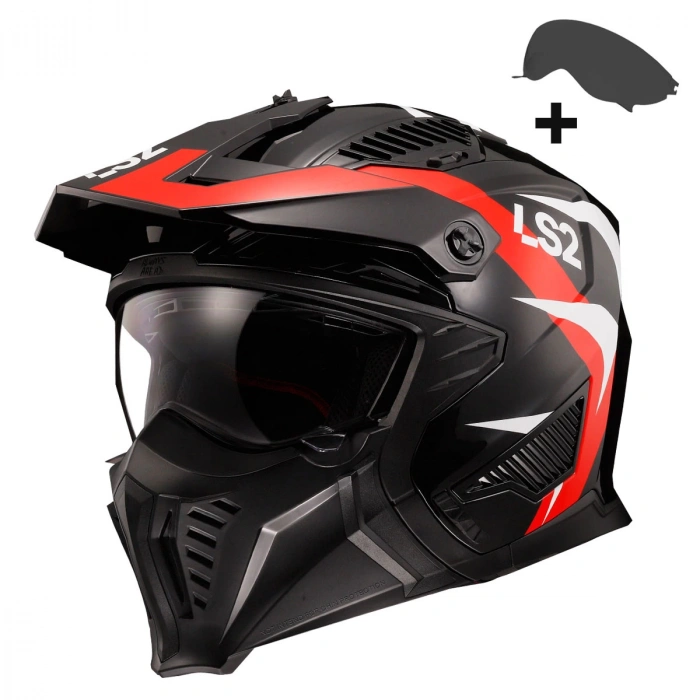 LS2 DRIFTER TRIALITY KIRMIZI KASK (ÖN ÇENE ÇIKARILABİLİR)