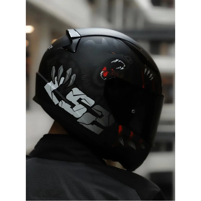 LS2 RAPID 2 CLAWN MAT SİYAH-KIRMIZI KASK (SİYAH+ŞEFFAF CAM )