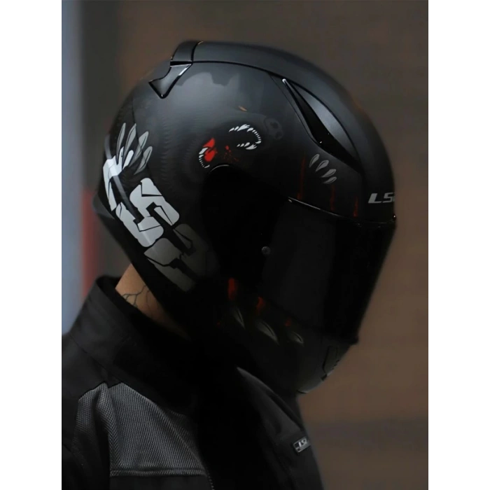 LS2 RAPID 2 CLAWN MAT SİYAH-KIRMIZI KASK (SİYAH+ŞEFFAF CAM )
