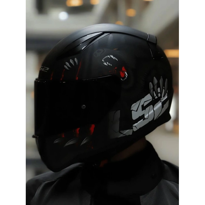 LS2 RAPID 2 CLAWN MAT SİYAH-KIRMIZI KASK (SİYAH+ŞEFFAF CAM )