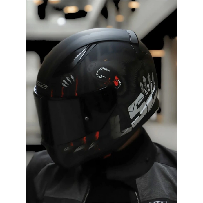 LS2 RAPID 2 CLAWN MAT SİYAH-KIRMIZI KASK (SİYAH+ŞEFFAF CAM )