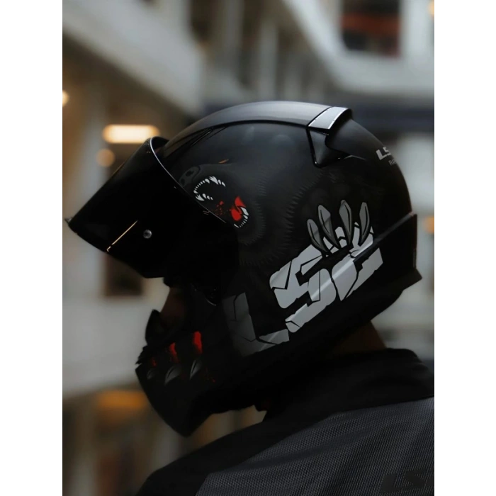 LS2 RAPID 2 CLAWN MAT SİYAH-KIRMIZI KASK (SİYAH+ŞEFFAF CAM )