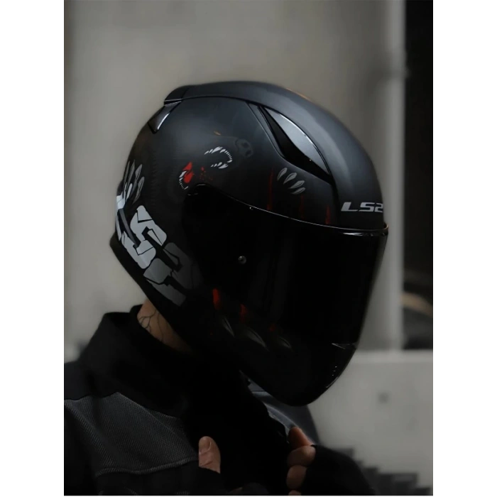 LS2 RAPID 2 CLAWN MAT SİYAH-KIRMIZI KASK (SİYAH+ŞEFFAF CAM )