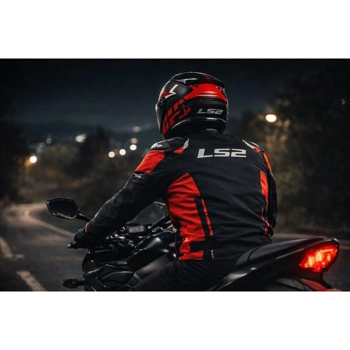 LS2 RAPID 2 CROMO MAT SİYAH-KIRMIZI FULLFACE KASK+LS2 ZOOM MONT KIRMIZI-SİYAH