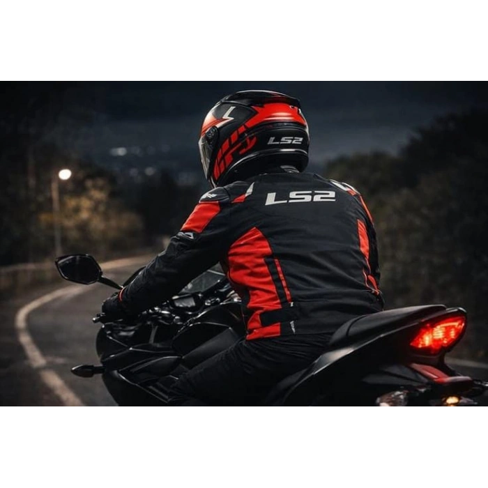 LS2 RAPID 2 CROMO MAT SİYAH-KIRMIZI FULLFACE KASK+LS2 ZOOM MONT KIRMIZI-SİYAH